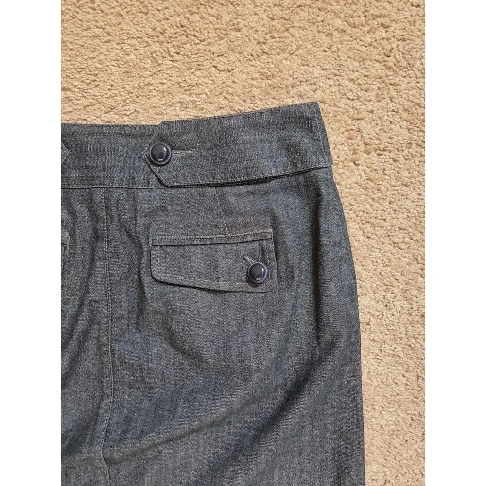 Idra Anthropologie Dark Gray Denim Look Pocket Buttons Mini Skirt, Size 4